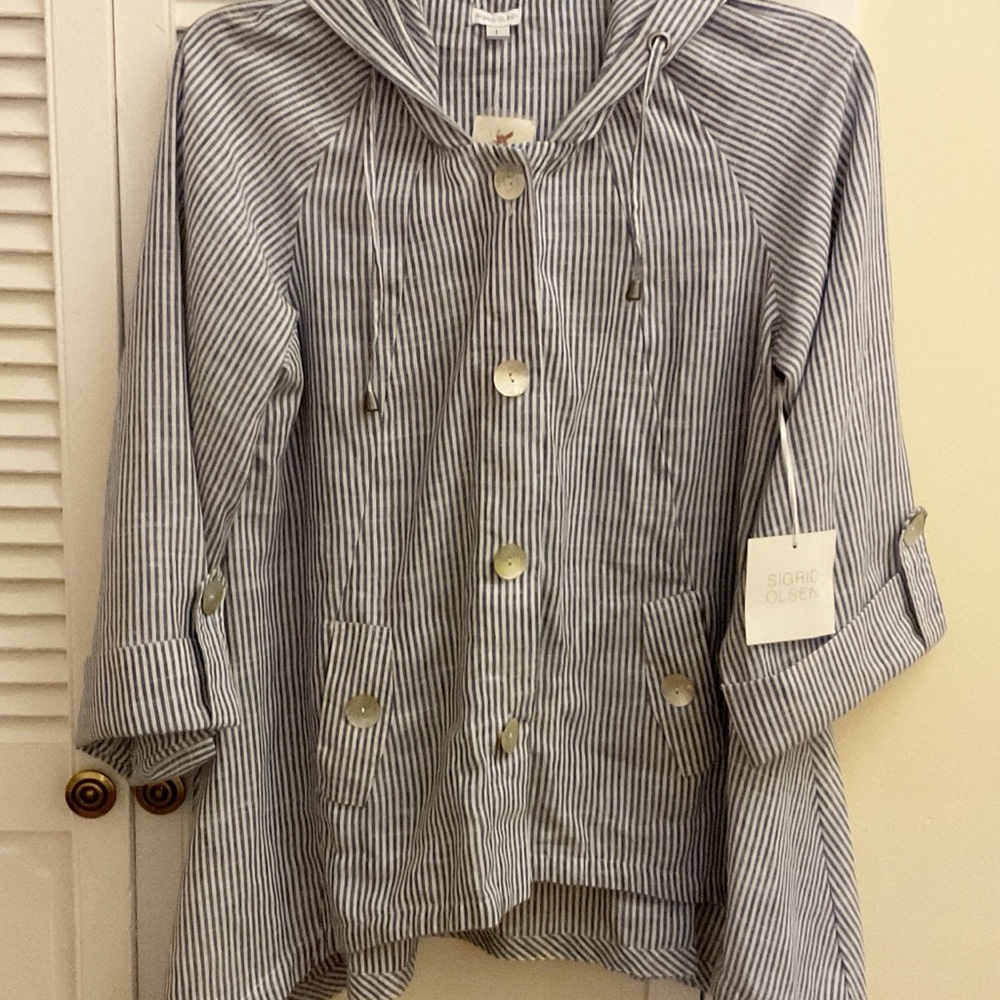 Sigrid Olsen Blue Striped Jacket